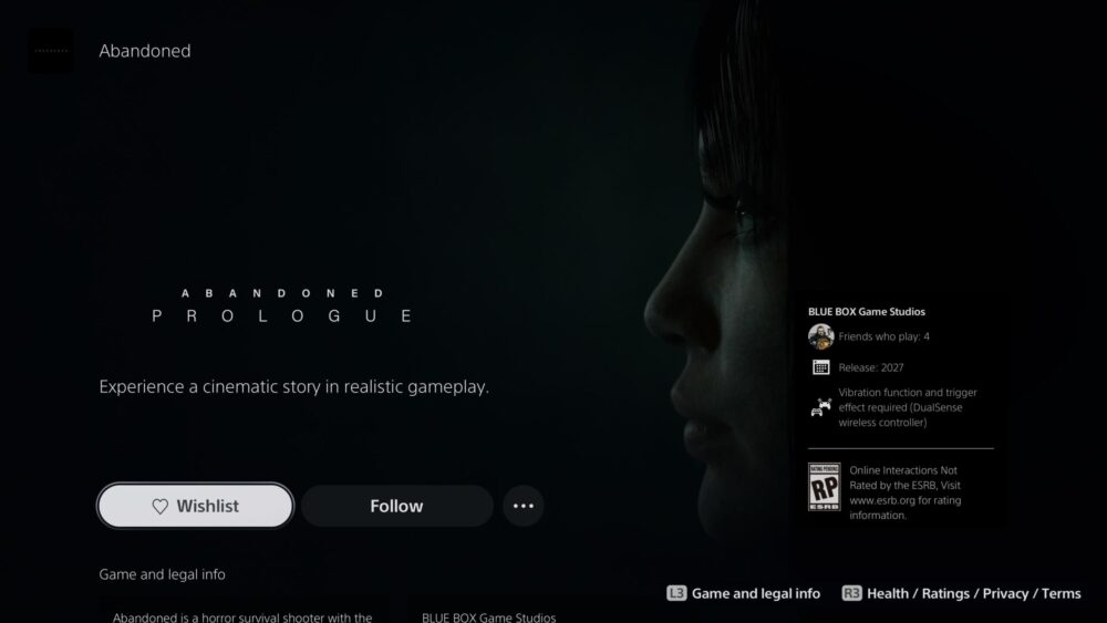 Abandoned ressurge na PSN com data para 2027
